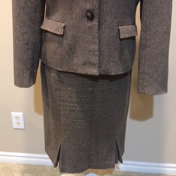Worthington Brown Tweed Wool Blend Skirt Suit Pleated Hem Side Zip Lined-12 - Picture 3 of 16